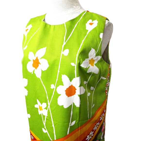 Screen Printed 60's Mod Groovy Flower Power Shift Dress Tunic MCM MOD VTG - Picture 3 of 13